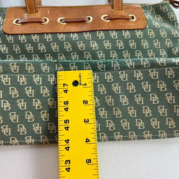 Dooney & Bourke Satchel Handbag Signature DB Denim Leather Trim Carry On Bag - Picture 14 of 16